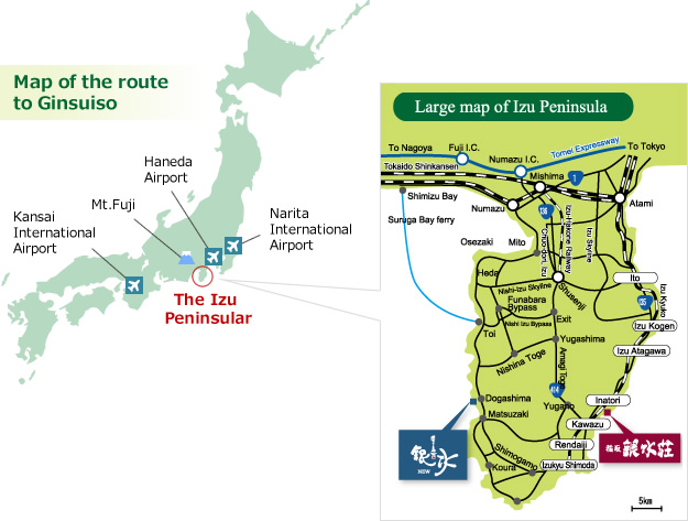Map of the route to Ginsuiso